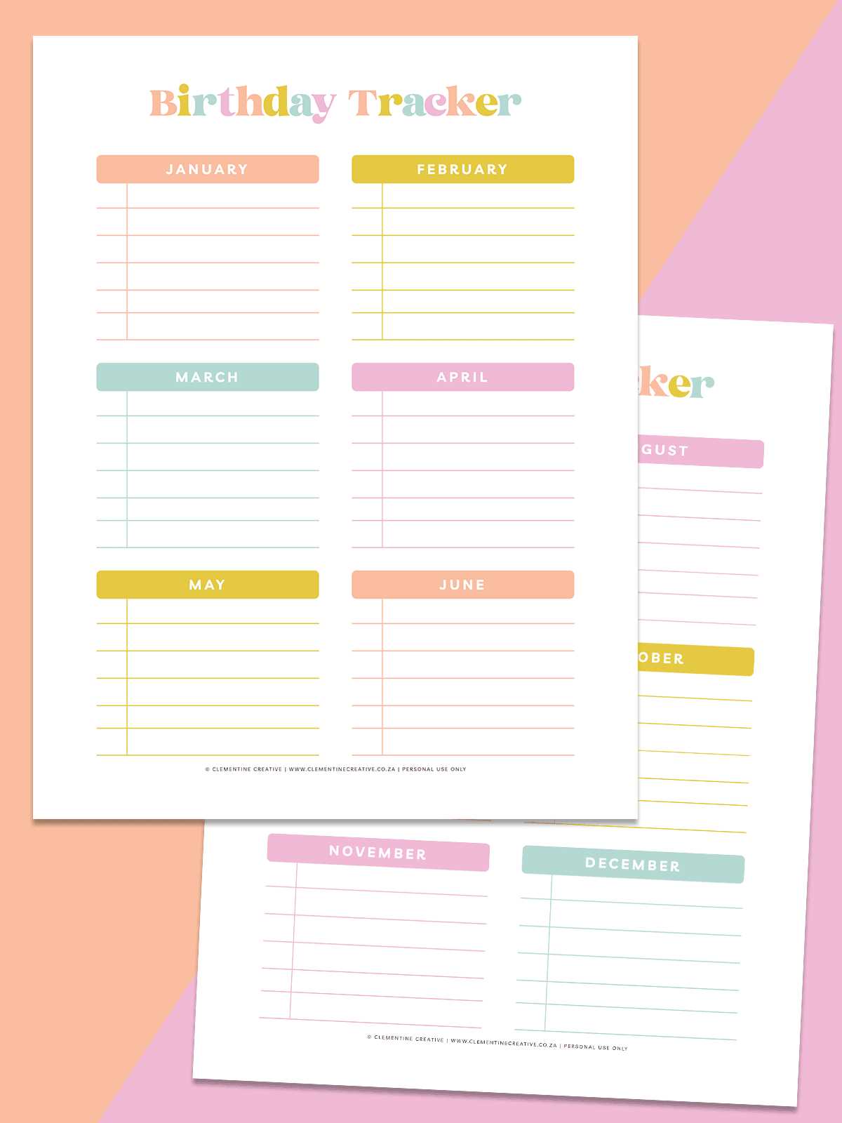 cute birthday calendar template