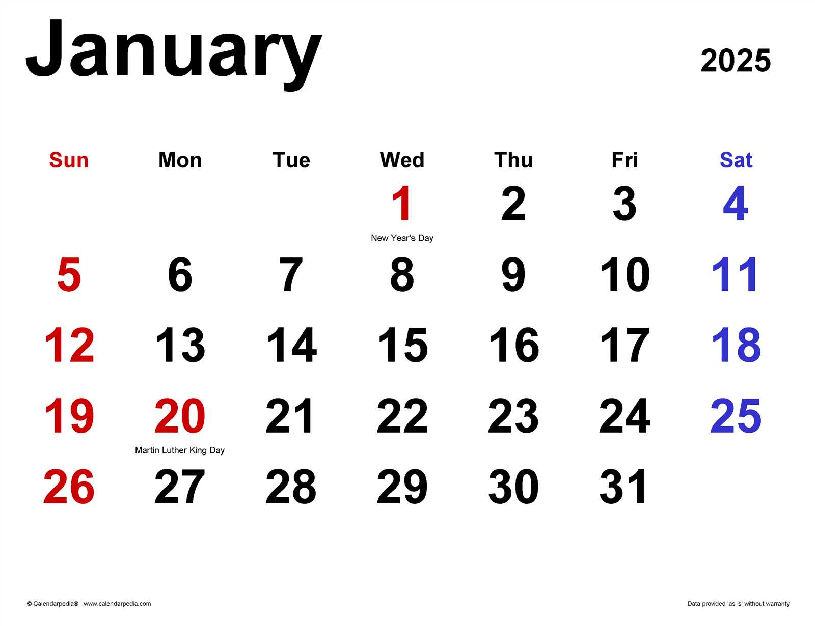 template for january 2025 calendar