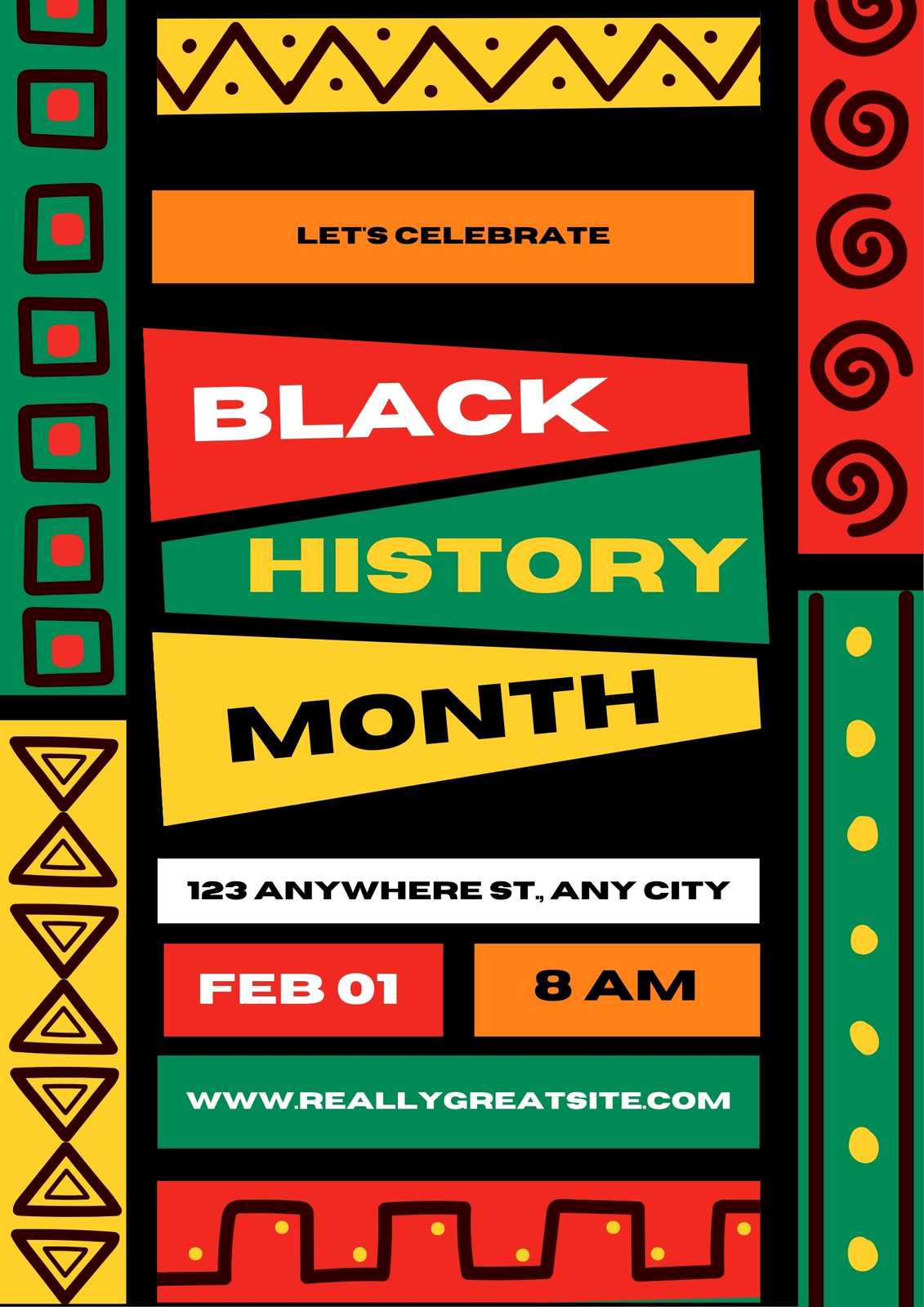 black history month calendar template