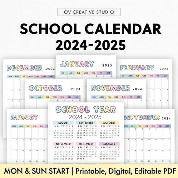 2025 19 academic calendar template