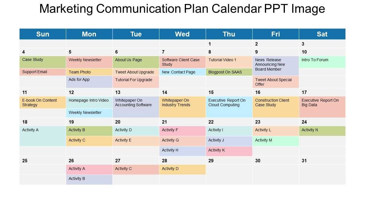 communication plan calendar template