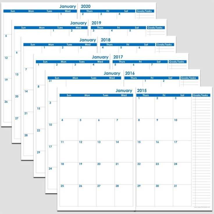 5x8 calendar template