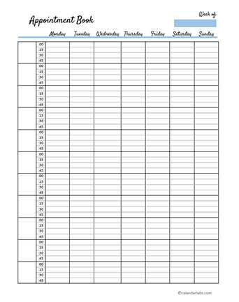 free appointment calendar template