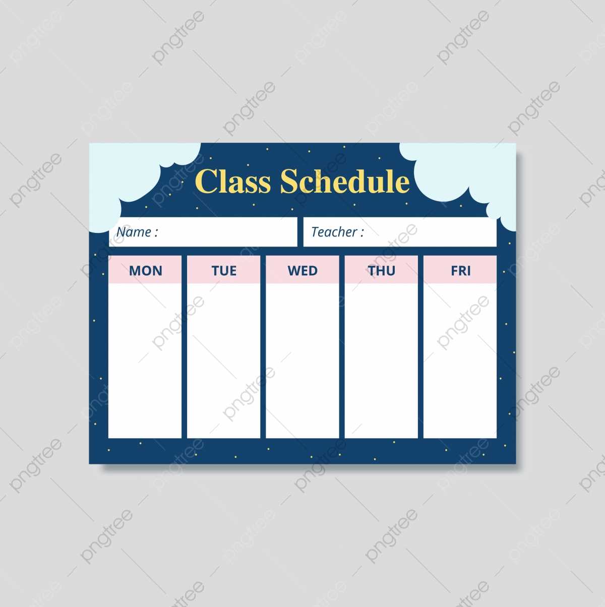 class schedule calendar template