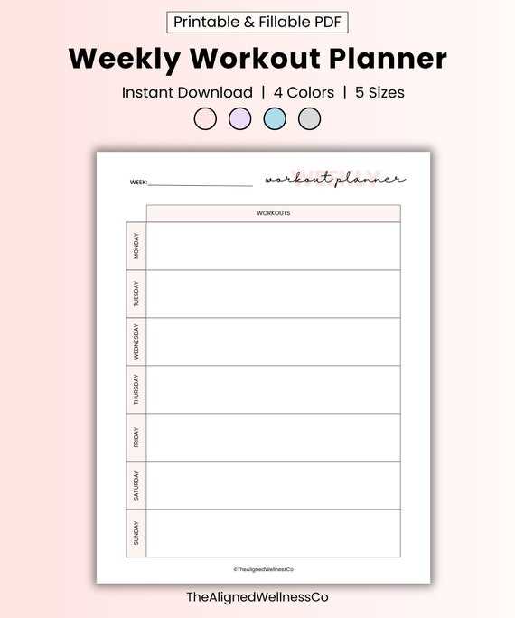 weekly workout calendar template