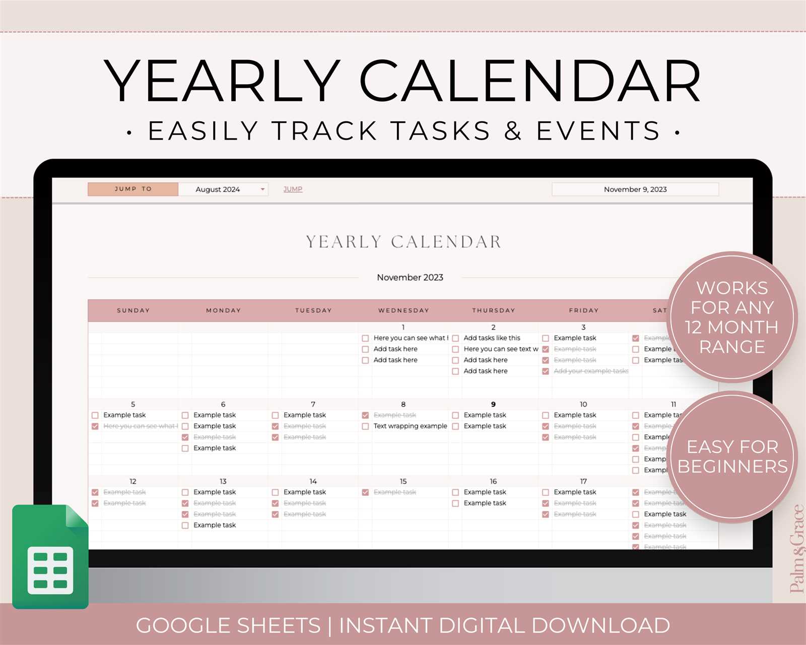 yearly events calendar template