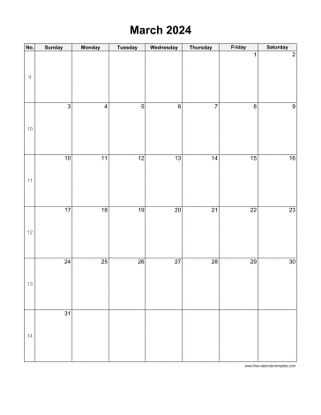 printable calendar blank template