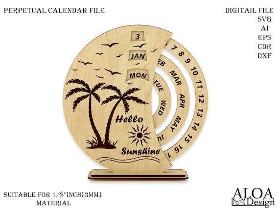 wooden perpetual calendar template