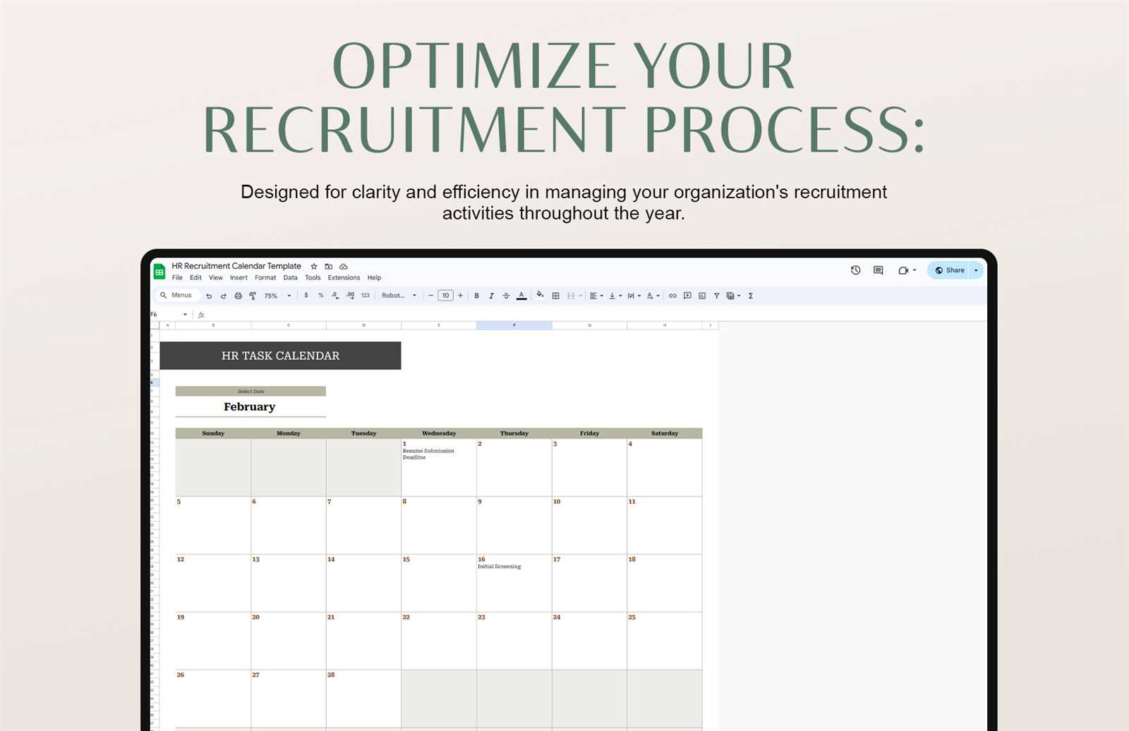 recruitment calendar template