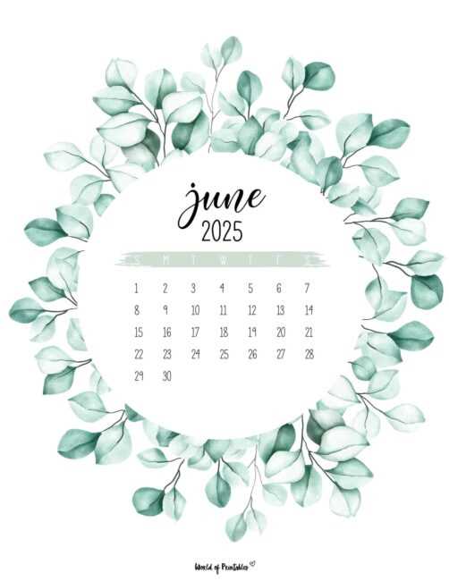 june 2025 free calendar template