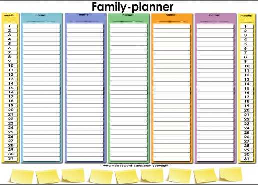 printable family calendar template