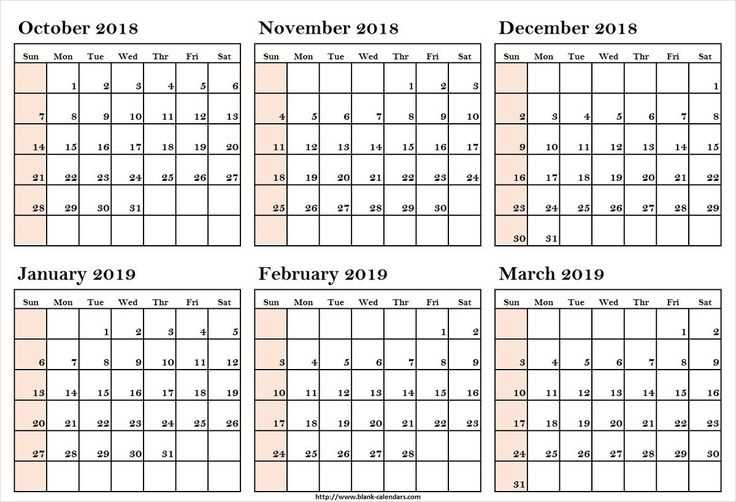 6 month calendar template free