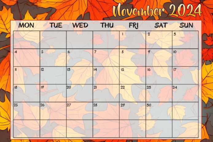 november calendar template