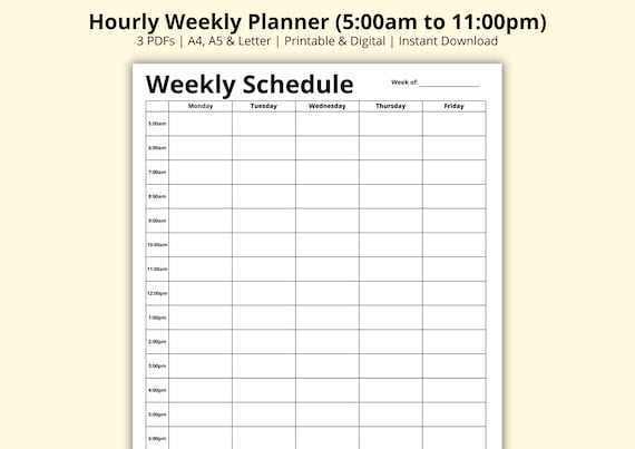 5 day weekly calendar template