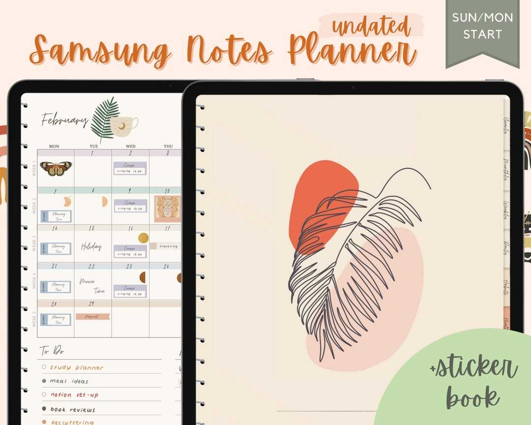 samsung note calendar template