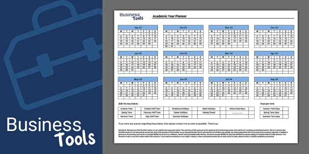 yearly business calendar template