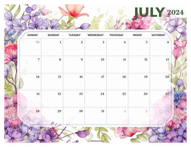 july august calendar template