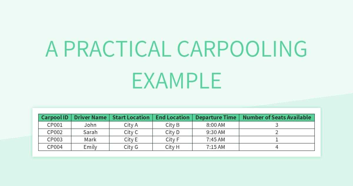 carpool calendar template