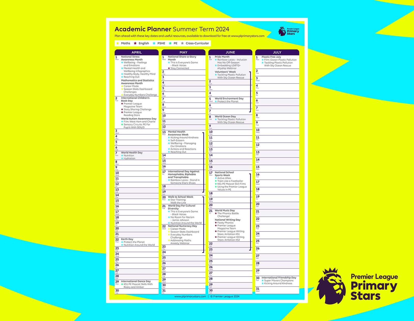 academic planning calendar template