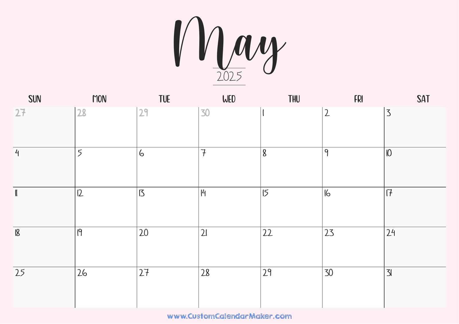 editable may 2025 calendar template