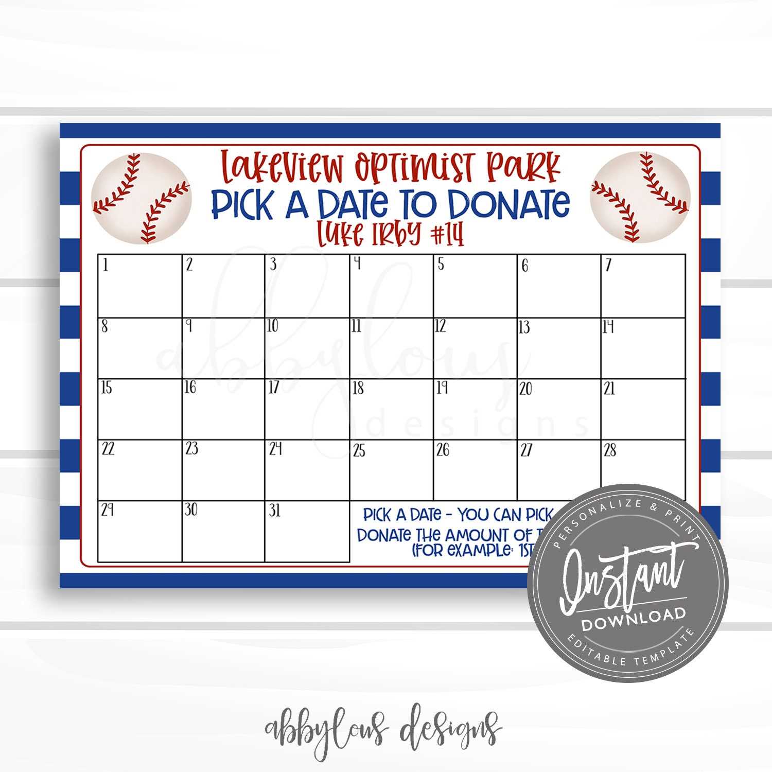 calendar fundraiser template free