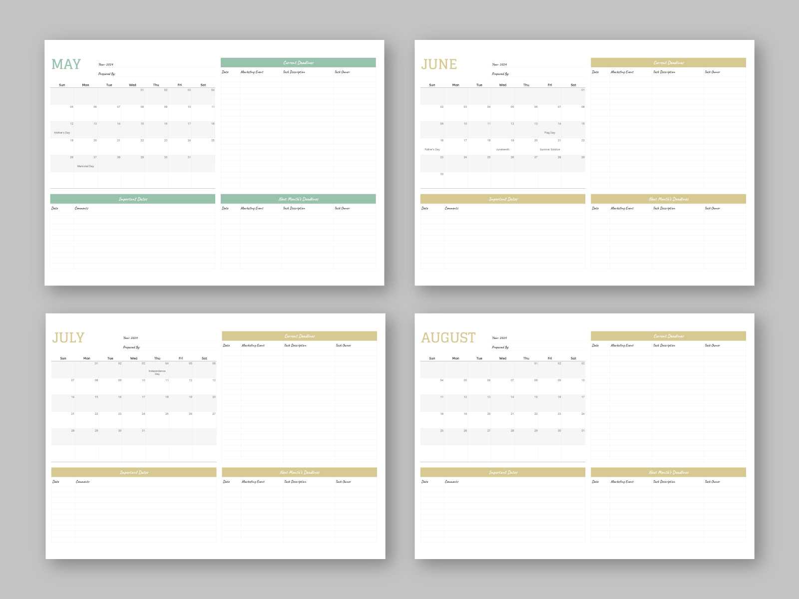 marketing calendar templates