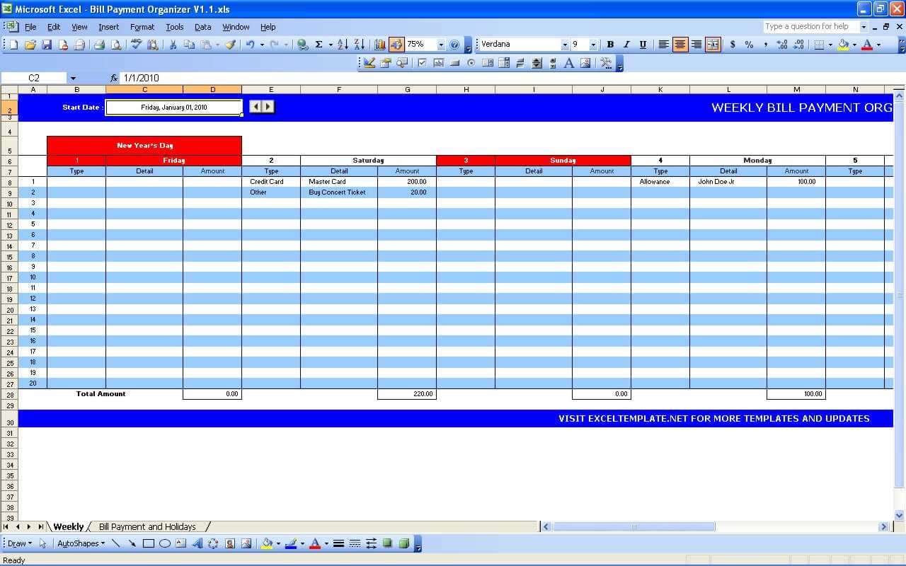 bill due date calendar template