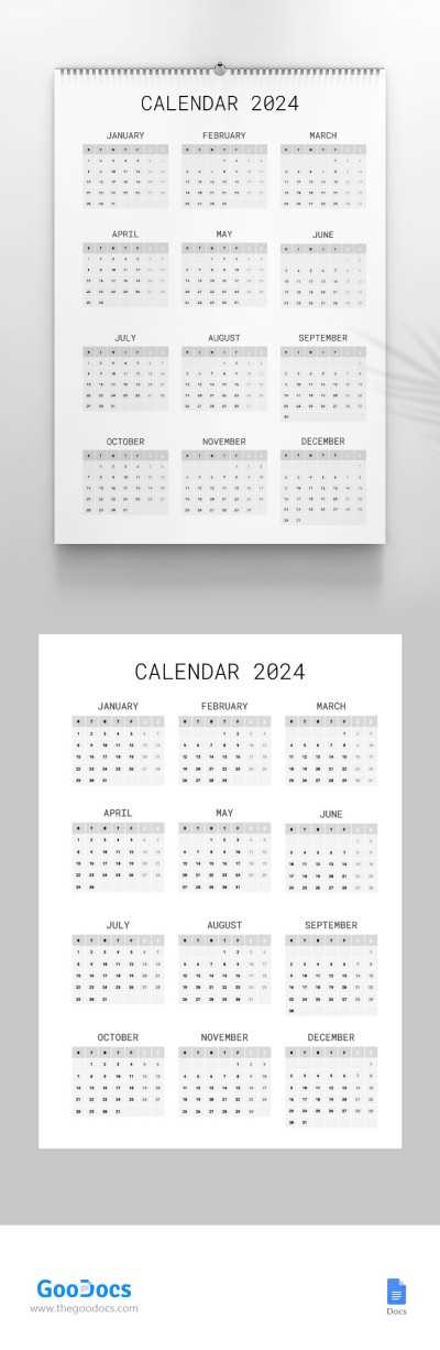 year view calendar template