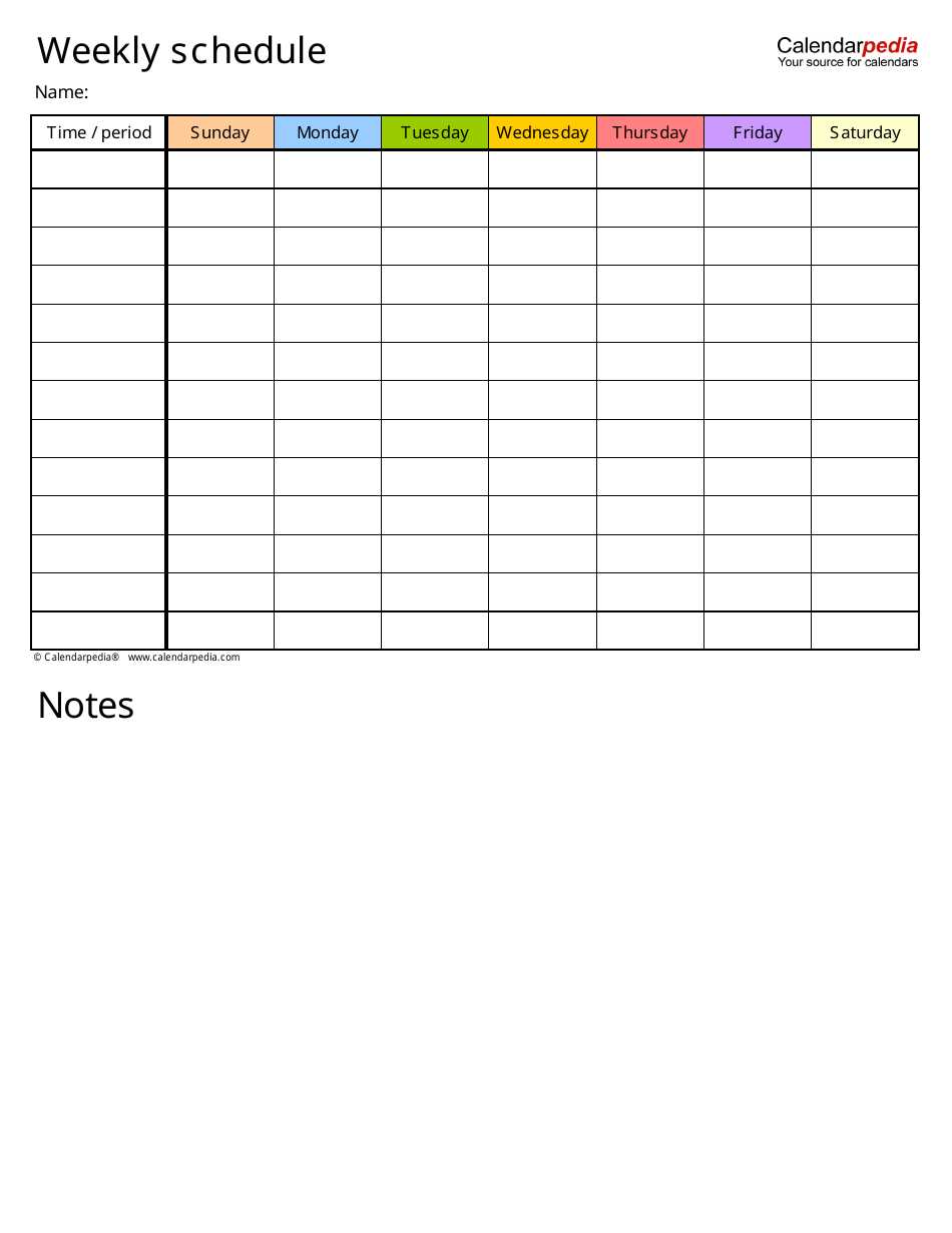 calendar weekly schedule template