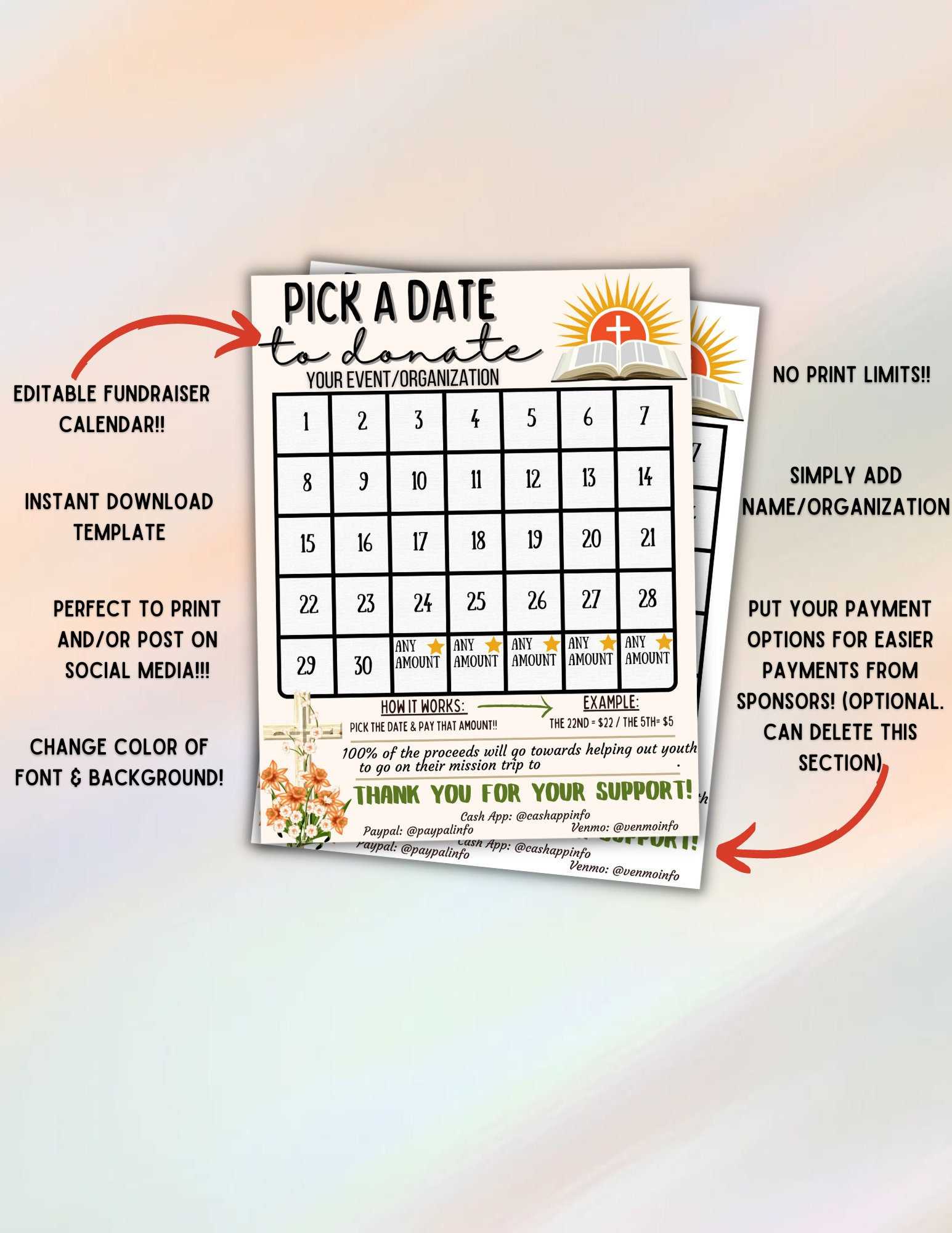 youth group calendar template