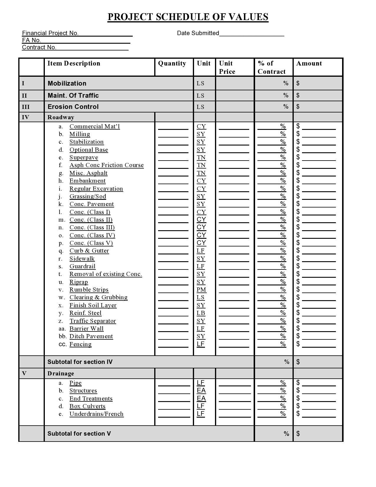 bid calendar template