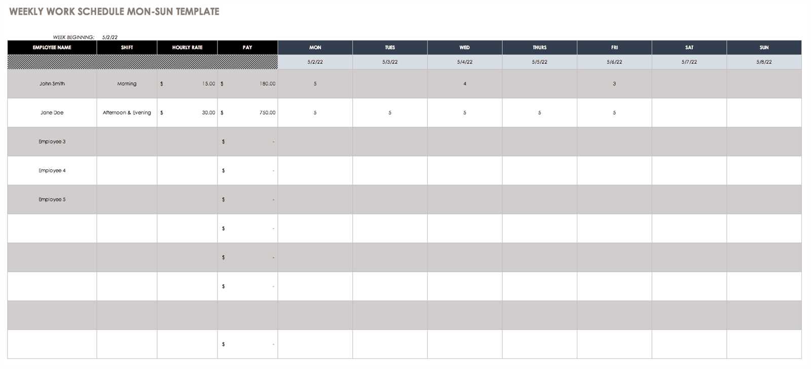 coverage calendar template