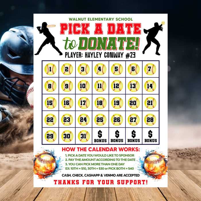 pick a date calendar fundraiser template