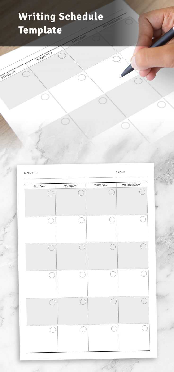 writing calendar template