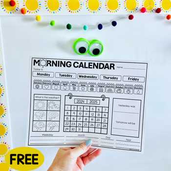 free kindergarten calendar templates