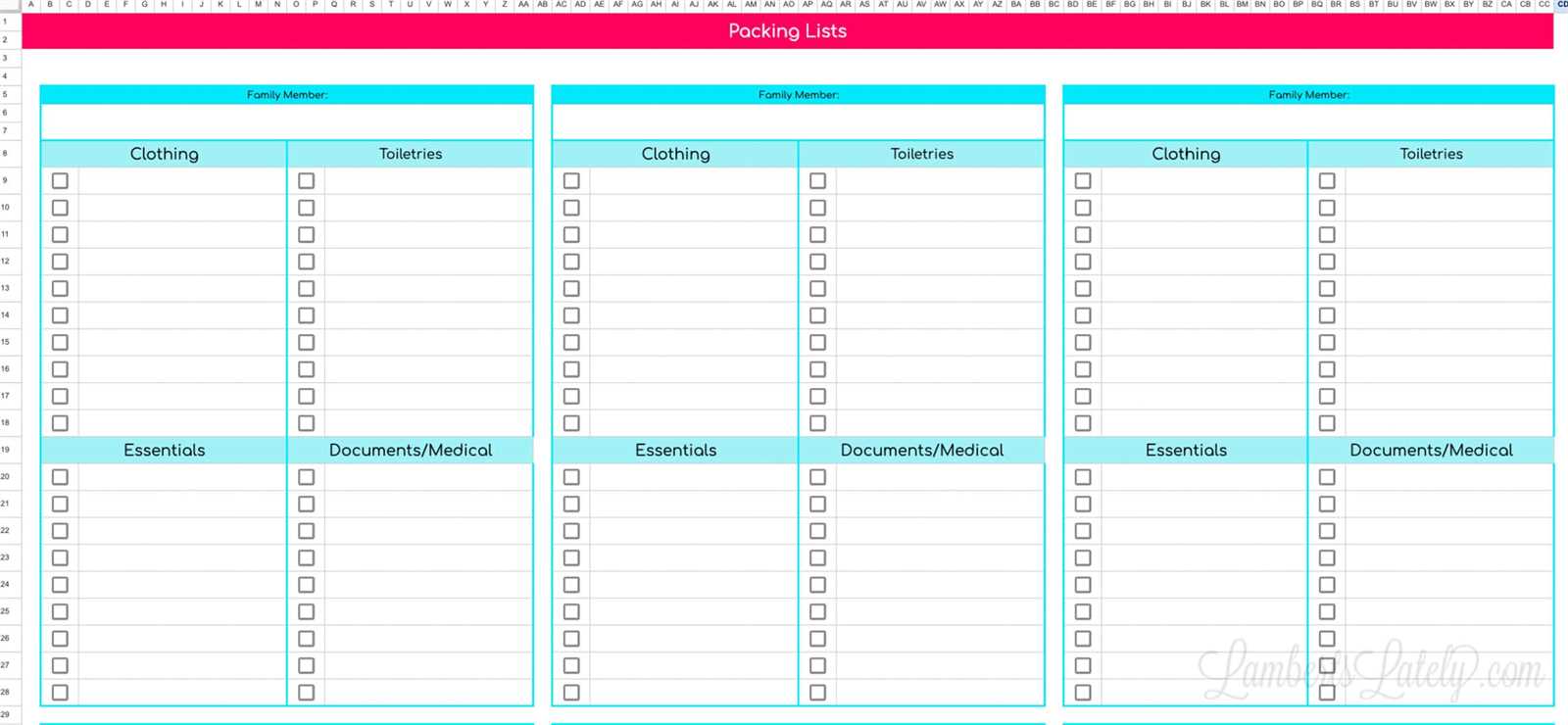 calendar travel itinerary template