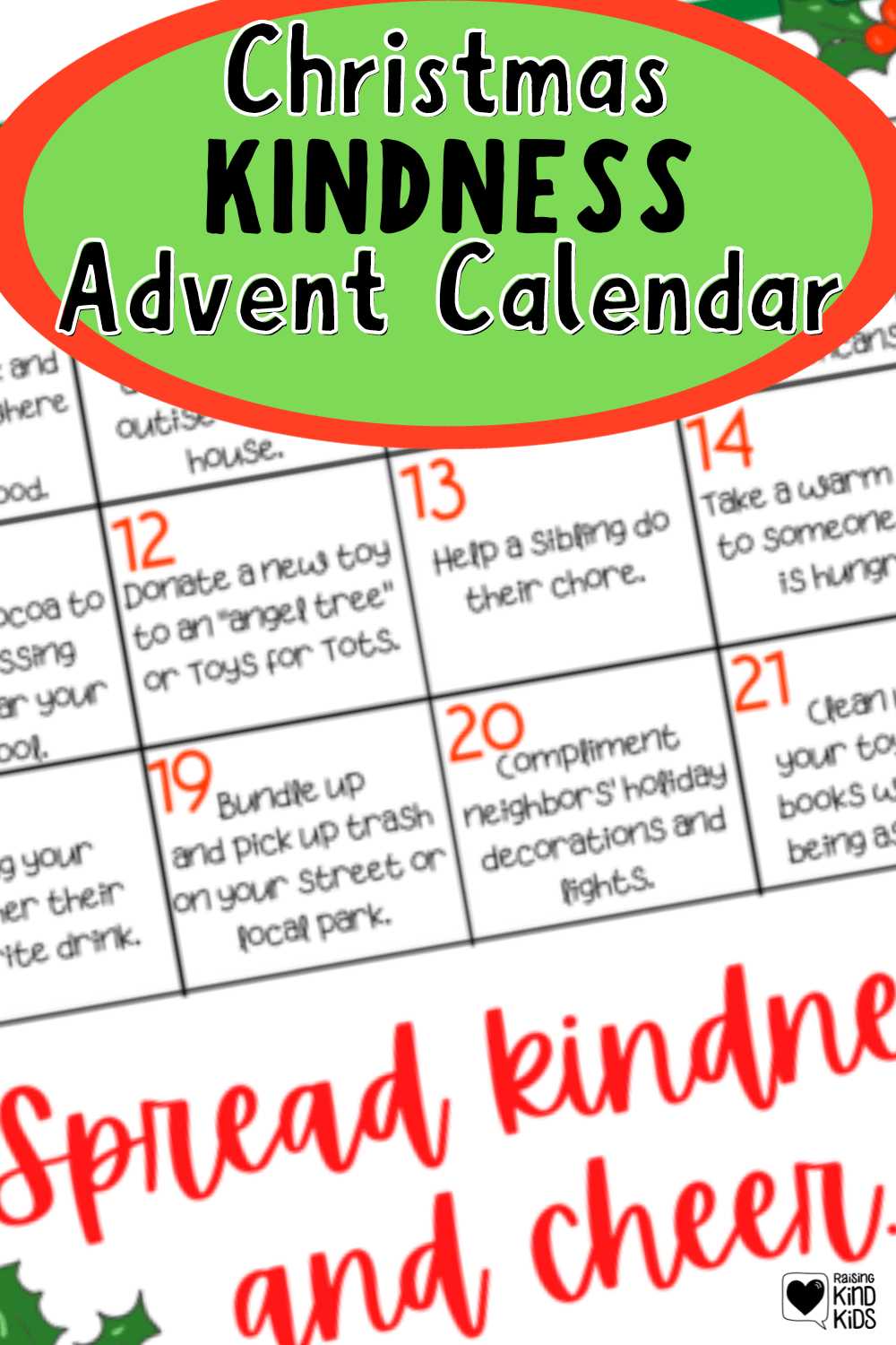 kindness calendar template