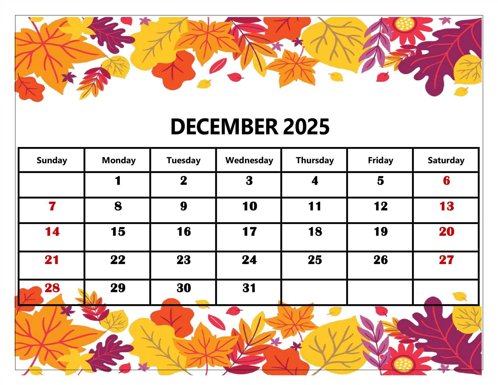 free printable december 2025 calendar template