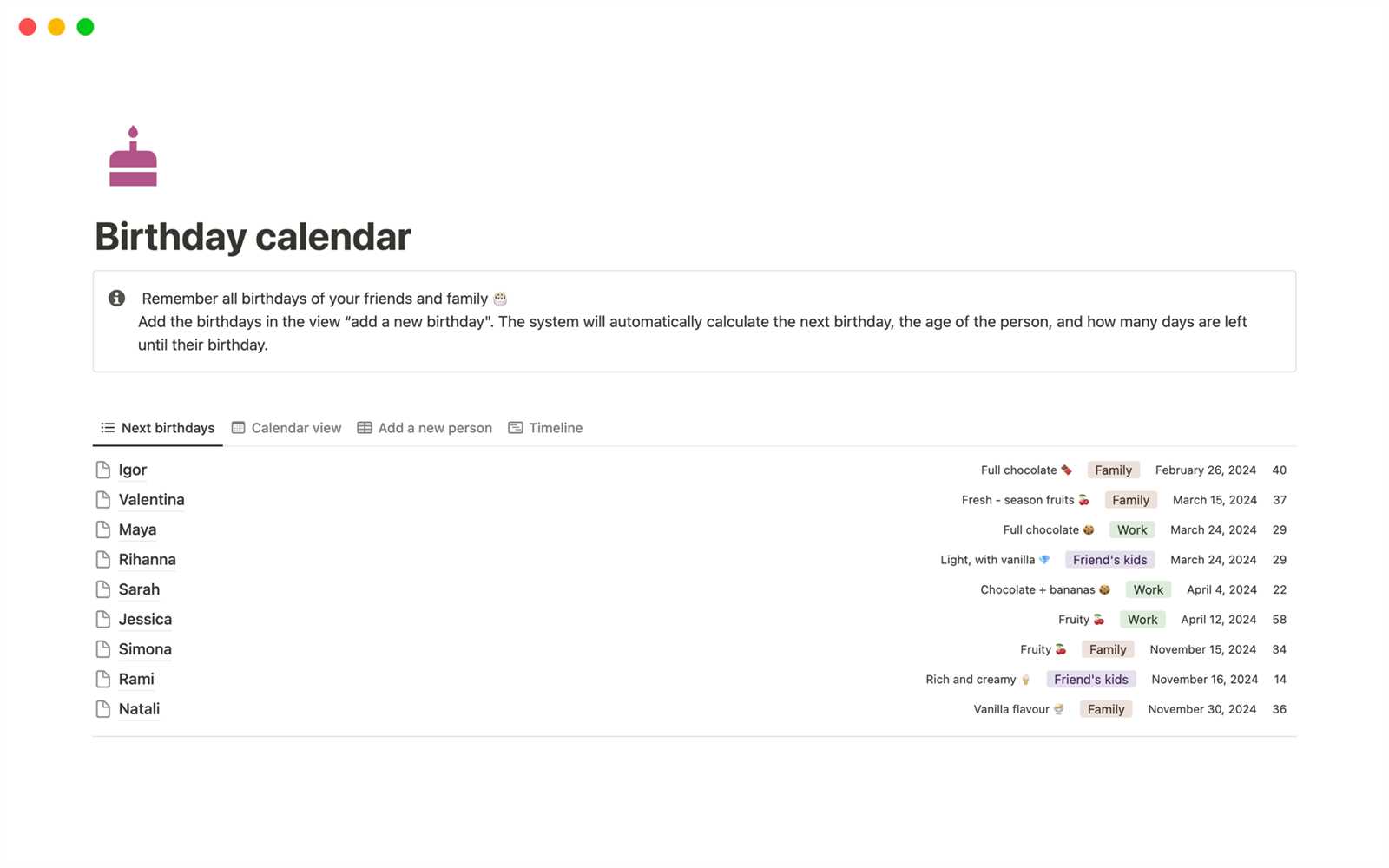 40 day calendar template