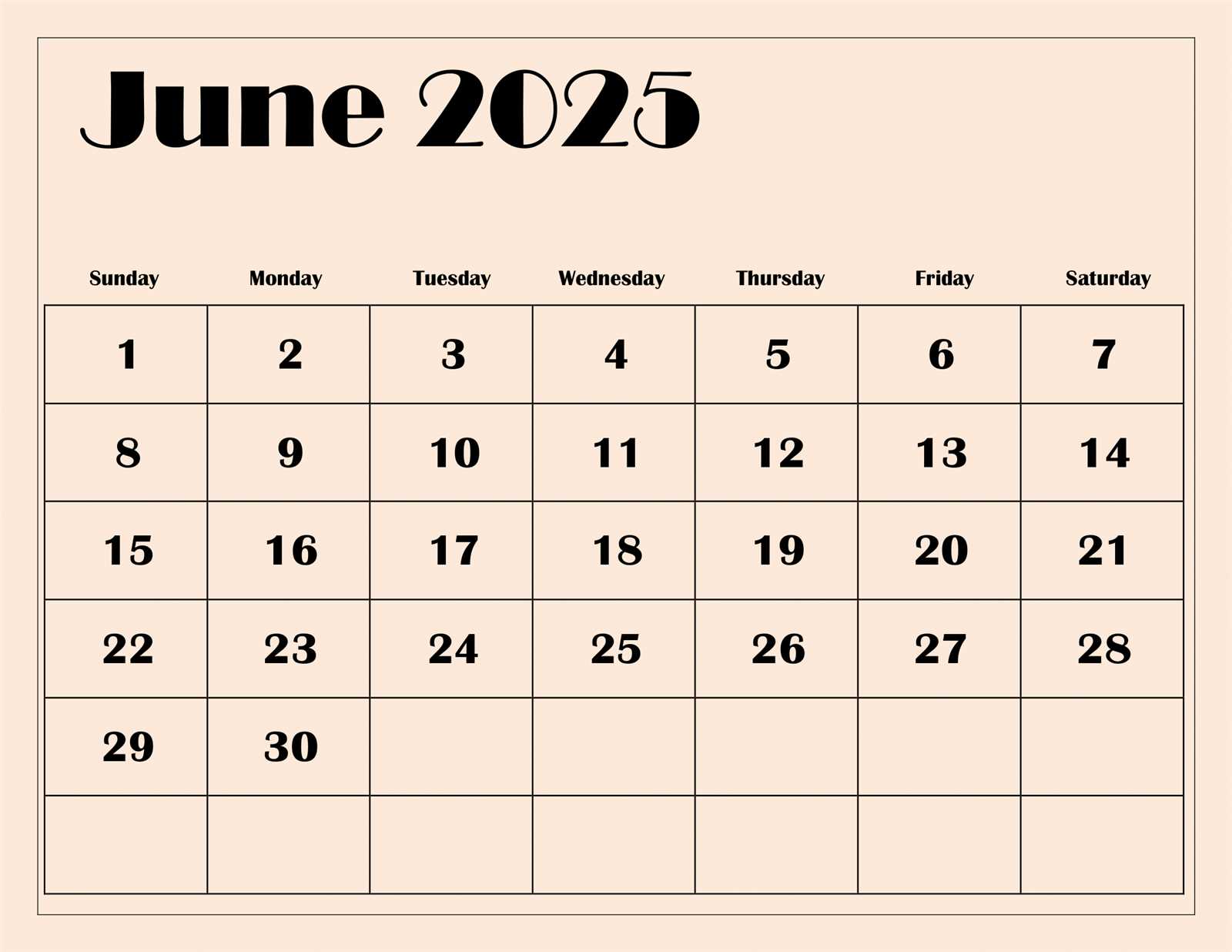 june 2025 free calendar template