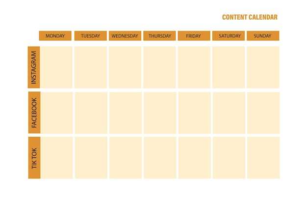 content calendar instagram template