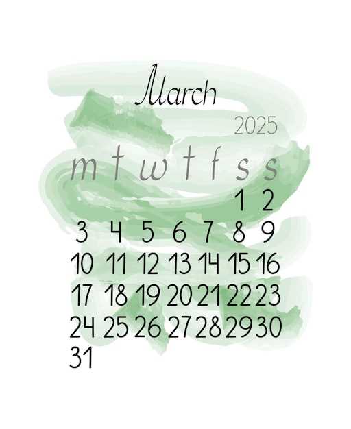 march 2025 template calendar