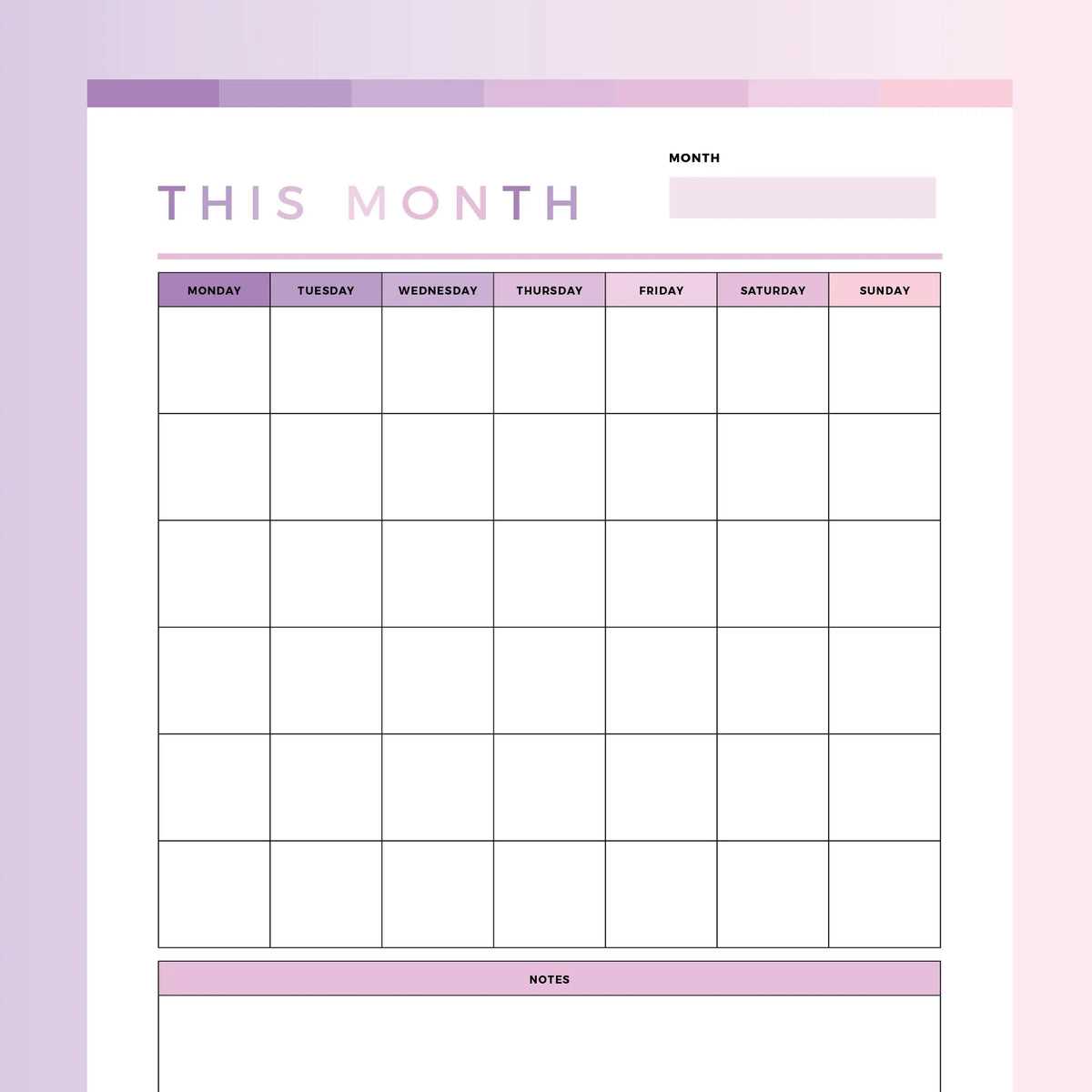 printable monthly blank calendar template