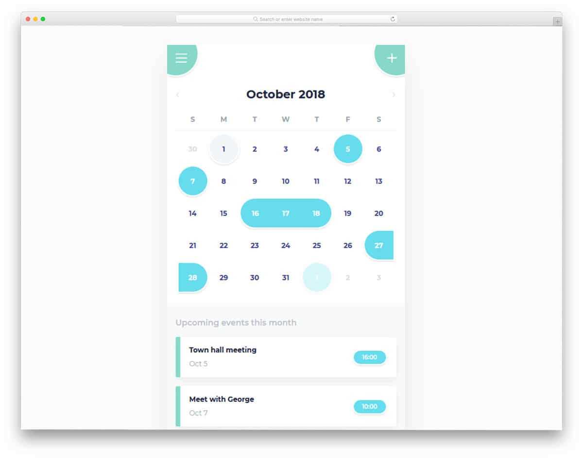 html5 calendar template