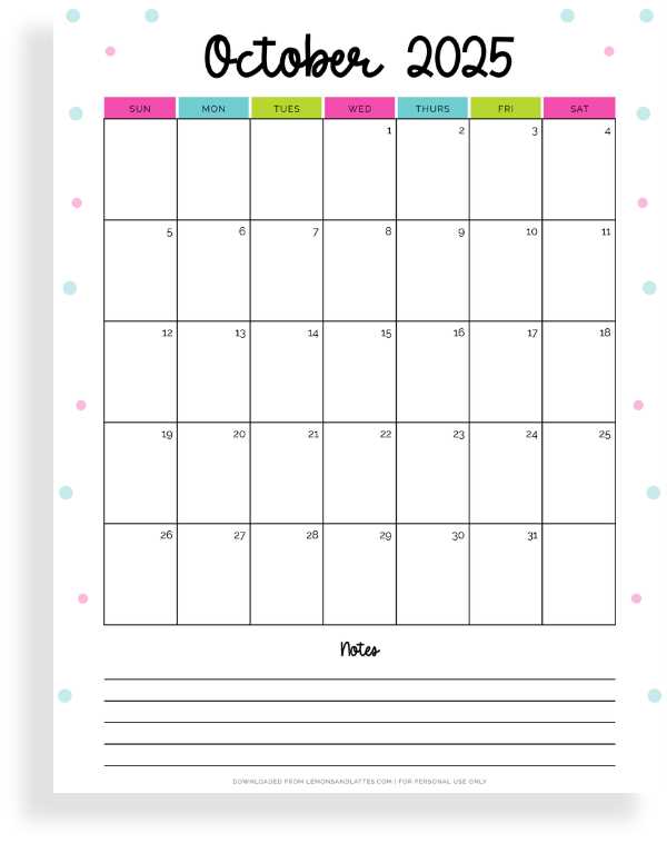 october 2025 monthly calendar template