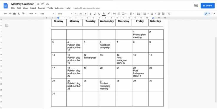 calendar template doc