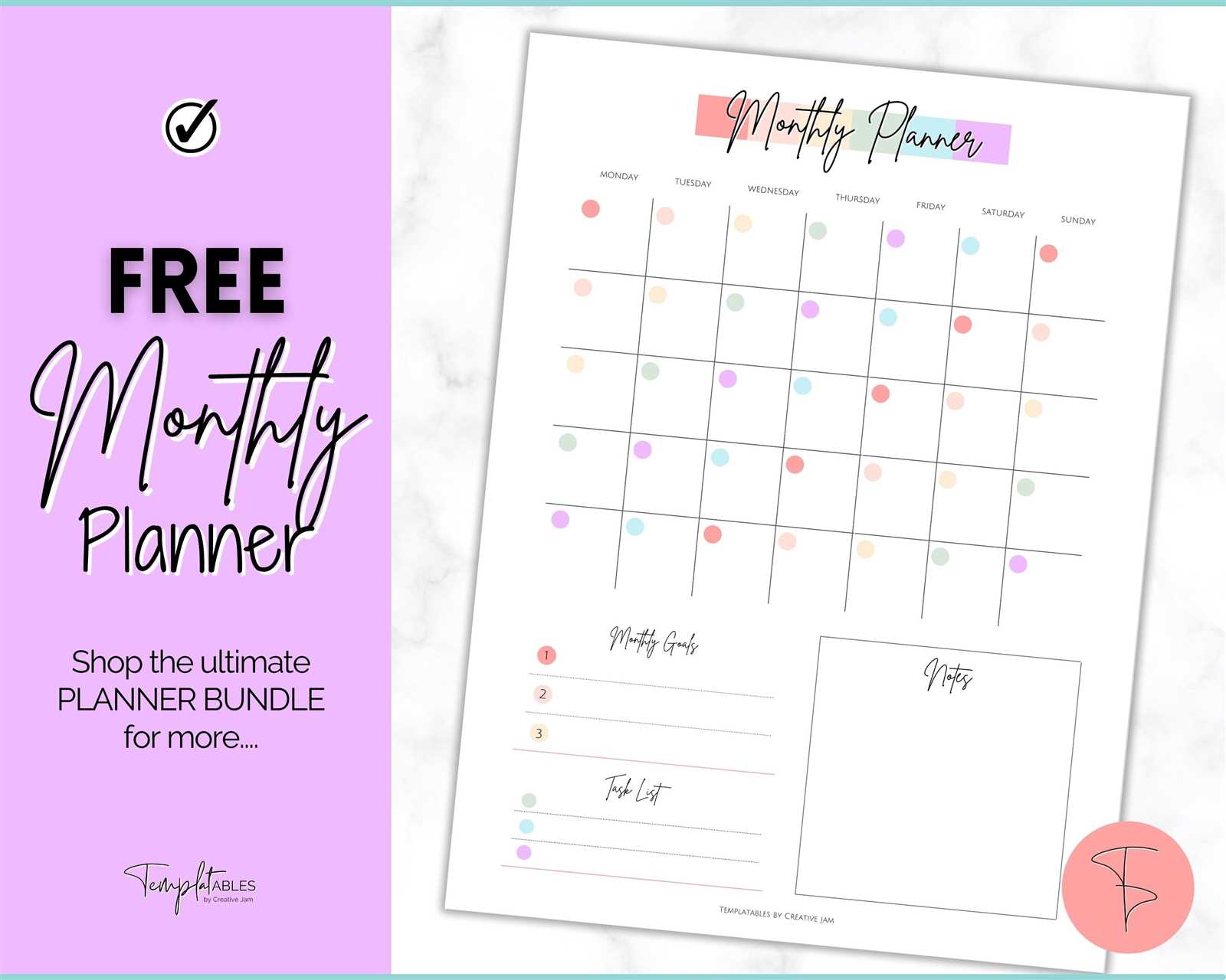 monthly calendar to do list template