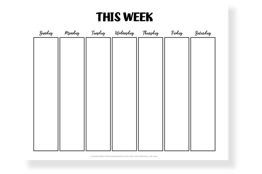 free one week calendar template