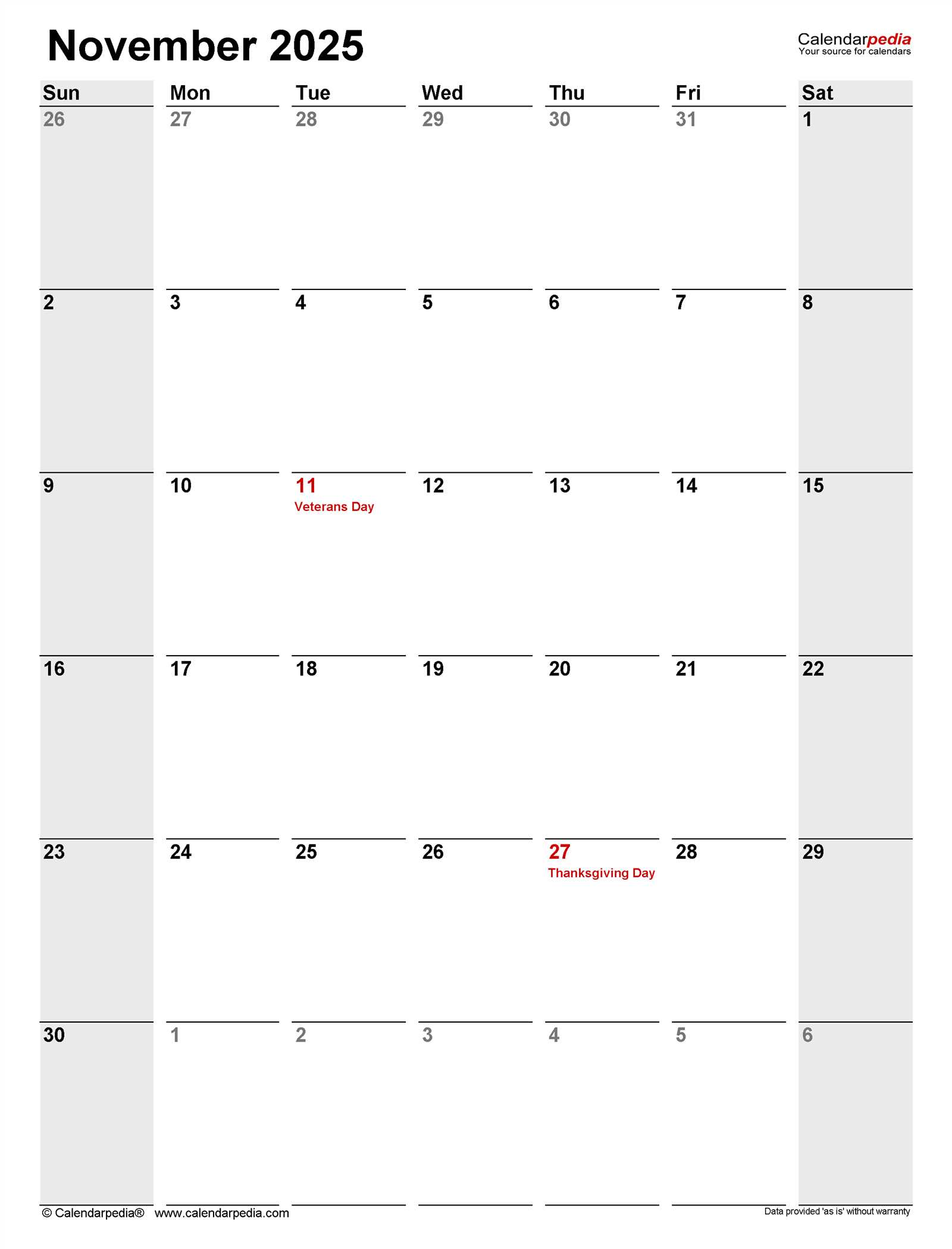 free editable november 2025 calendar template