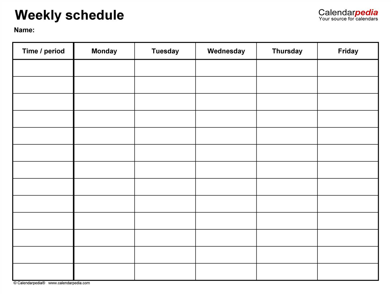 free weekly calendar template printable